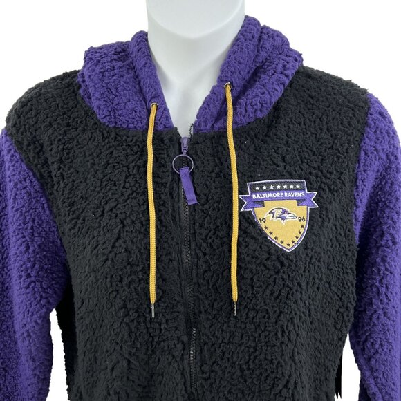 NFL Team Apparel NWT Baltimore Ravens M/L Sherpa Fleece Shacket Black Full Zip - Picture 15 of 16